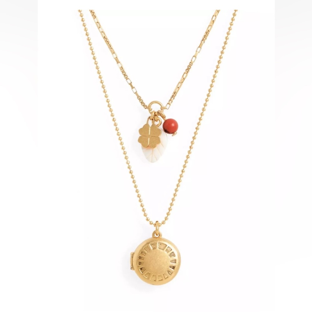 NWT Madewell Engraved Locket Necklace set of two
